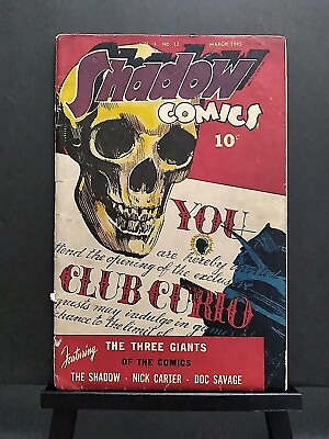 #ad Shadow Comics Vol. 4 #12 Awesome Skull Cover 1945 Missing Center Fold Pre Code $149.99