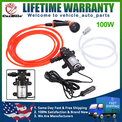 #ad 12V High Pressure Self Priming 100W Car Portable Wash Washer Kit Water Pump NEW $42.78