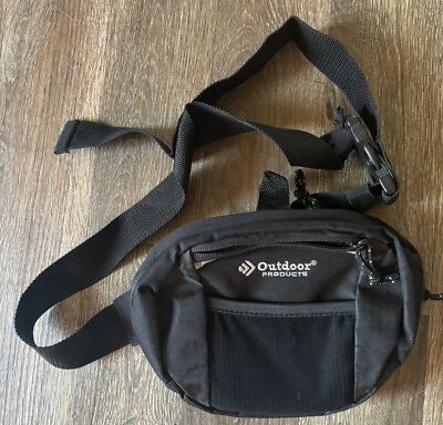 #ad Outdoor Products Black Fanny Pack Waist Pack Hiking Camping 9”x6” $10.20