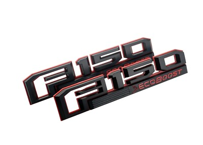 #ad #ad 2Pc Fits 2015 2018 F 1 5 0 Ecoboost Emblems Front Fender Badges OEM Black Red $33.29