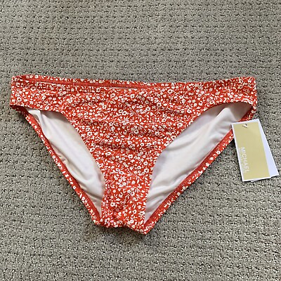 #ad NWT Michael Kors red orange floral pattern swim suit bikini bottom sz Large $12.00