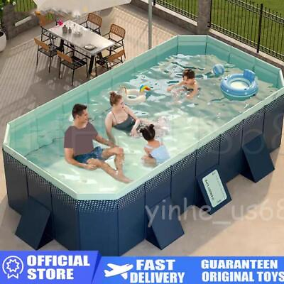 #ad Large Foldable Rectangular Above Ground Swimming Pool Outdoor Adult Kiddie Pool $180.99
