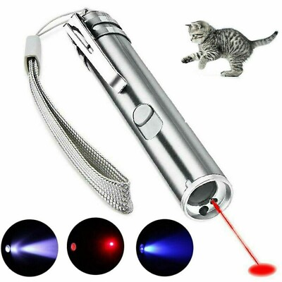 #ad #ad USB RECHARGEABLE SUPER LASER POINTER PEN 3 in 1 Cat Pet Toy Red UV Flashlight $3.99