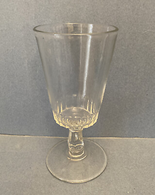 #ad EAPG Clear Pressed Glass Water Goblet 7.75” tall 4” diameter Antique $14.99