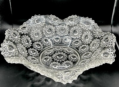 #ad Beautiful Vintage EAPG Clear Crystal Bowl Hobstar Pattern AKA Starry Night 9.5quot; $14.95