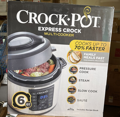 #ad Open Box Pot 6 qt. Express Pressure Cooker Multi Cook Silver And Black $59.99