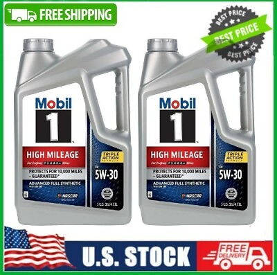#ad 2 Pack Mobil 1 High Mileage Full Synthetic Motor Oil 5W 30 5 qt $47.33