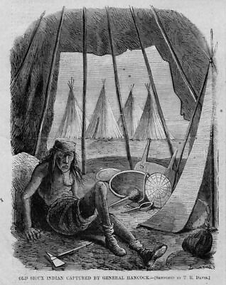 #ad OLD SIOUX INDIAN CAPTURED BY GENERAL HANCOCK INDIAN WAR SIOUX PRISONER TEEPEE $36.00