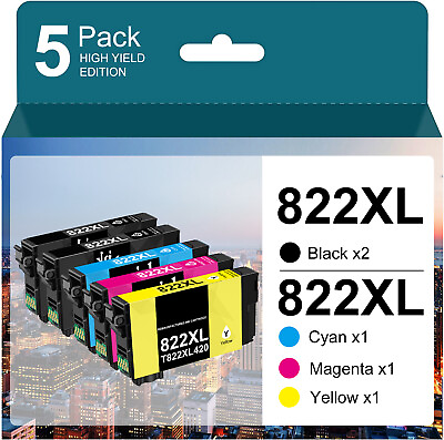 #ad #ad 5PK 822XL Ink Cartridge For Epson WorkForce Pro WF 3820 WF 4833 WF 4820 WF 4834 $31.58