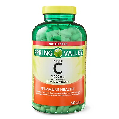 #ad Spring Valley 1000 mg Vitamin C with Rose Hips 500 Tablets Support Immune new $18.20