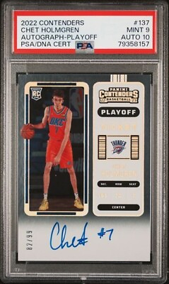 #ad 2022 23 Panini Contenders Playoff Ticket Chet Holmgren Rookie AUTO 82 99 130 $800.00