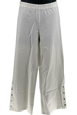 #ad #ad Isaac Mizrahi Live 24 7 Stretch Wide Leg Snap Detail Pants White $13.99