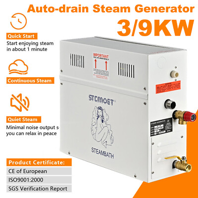 #ad #ad 3 9KW Steam Generator Stainless Steel Sauna Room Steaming Bath With Auto Drain $250.65