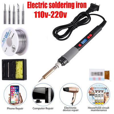 #ad Soldering Iron Electric Kit 90W LCD Welding Solder Wire Adjustable Temperature $13.79