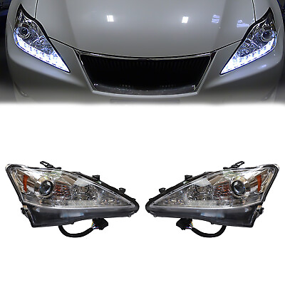 #ad #ad Headlights For 2006 2013 Lexus IS250 IS350 LeftRight LED DRL Projector Chrome $289.00