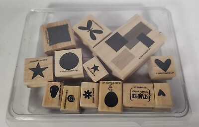 #ad 2003 Stampin Up Sweet And Simple Wood Rubber Stamp Set of 13 Used See Pictures $8.00