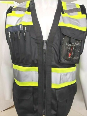 #ad #ad HIGH VISIBILITY Surveyor Three Tones Black Safety Vest Solid front mesh back $15.99