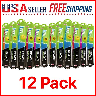#ad Reach Crystal Clean Toothbrush FIRM x 12 Pack with Free Travel Cap Firm Bristles $19.95