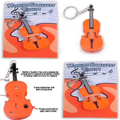 #ad Worlds Smallest Violin Keychain Playable with Music Mini Keychain New $8.50