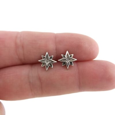 #ad #ad 10K White Gold With Natural Real Diamond North Star Design Earrings For Women#x27;s $540.00