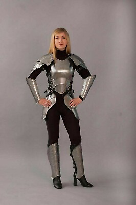 #ad Medieval Larp Warrior Steel Queen of the elves Lady Female Full Suit of 18 gauge $391.48