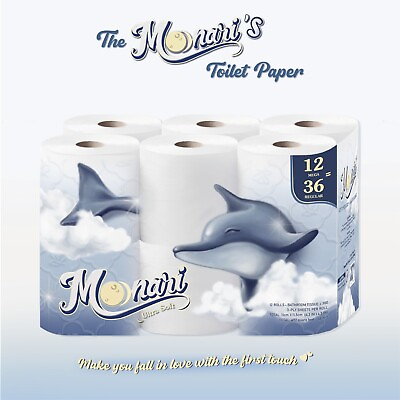 #ad Moonari Toilet Paper 12 Rolls Ultra Soft 300 Sheets RollRapid Dissolving $14.59
