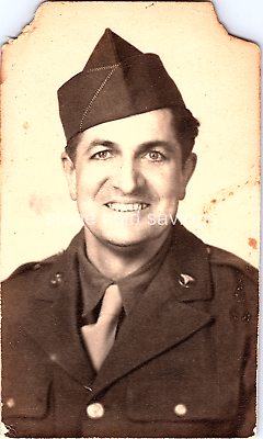 #ad Old Bamp;W Found Photo 30s 40s Military Soldier Man Smiles In Uniform Studio $5.99