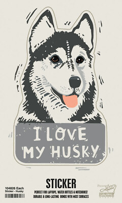 #ad Husky I Love My Dog Shaped Sticker $9.50