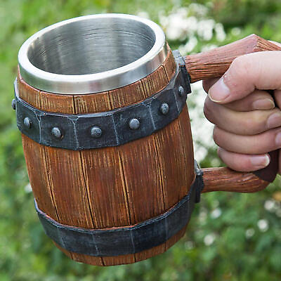 #ad Beer Mug Coffee Mug Whiskey Barrel Cup Handmade Antique Men#x27;s Barrel Beer Cup $48.14