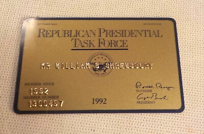 Vintage 1992 REPUBLICAN PRESIDENTIAL TASK FORCE Card #ad $7.99