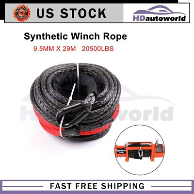 #ad 3 8quot; x 95ft Winch Synthetic Cable Replace Rope 20500LBS 1Pcs New $75.79