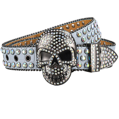 #ad Punk Women#x27;s Skeleton Water Diamond Rivet Spicy Girl Cowboy Accessories Y2K Belt $27.99
