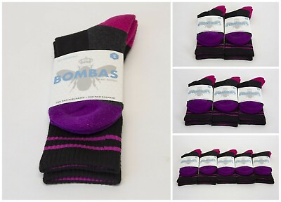 Bombas Women#x27;s Black and Ultraviolet Crew Socks 1 2 3 5 Packs NWT $13.20