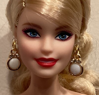 #ad Handmade Barbie Gold White Stone And Rhinestones Earrings With Plastic Posts $4.99