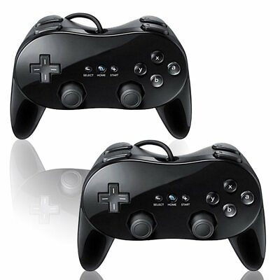 #ad New Pro Classic Controller for Nintendo Wii 1 or 2 Pack Black White $13.99