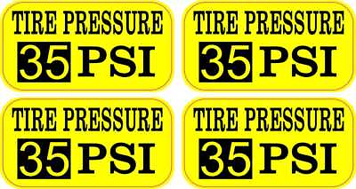 #ad 2in x 1in Yellow Tire Pressure 35 PSI Vinyl Stickers Car Vehicle Bumper Decal $7.99