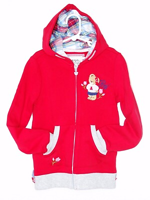 #ad Paw in Paw Kids Girls Medium Red Hoodie Jacket Embroider Bear Holland Story $20.00