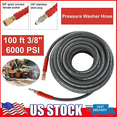 #ad #ad 6000psi Hot Water Pressure Washer Hose 3 8quot; x 100ft Non Marking 2 Braid R2 Gray $107.08