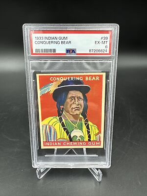#ad #ad 1933 Indian Gum #39 Conquering Bear PSA 6 EX MT Sioux Chief $199.99