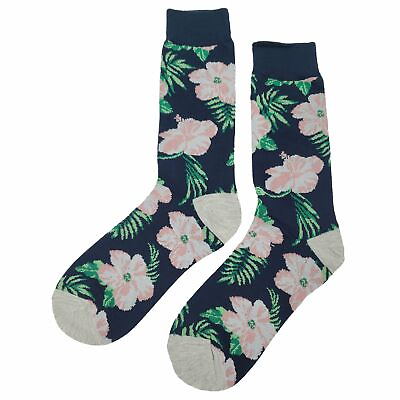 #ad NWT Pretty Flower Dress Socks Novelty Men 8 12 Black Crazy Fun Sockfly $8.99