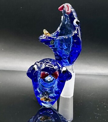 #ad 3½quot; Blue Viper Snake Glass Slide Bowl 14mm Water Pipe Hookah Head Piece Thick $13.75
