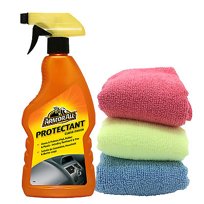 #ad Armorall Car Dashboard Protectant Cleaner Restorer 500ml 3 Microfibre Cloths GBP 12.99