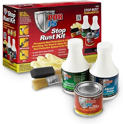 #ad POR 15 Stop Rust Kit Non Porous Coating Seals Protects Gloss Black $31.95