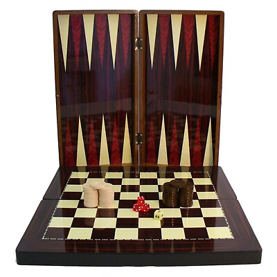 #ad World Wise Imports Backgammon Set 16quot; in Simple Wood Grain Decoupage with Fol... $44.91