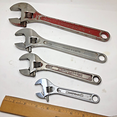 #ad Vintage Lot of 4 Craftsman Tools 12quot; 10quot; 8quot; 6quot; Adjustable Wrench Set Made in USA $69.95