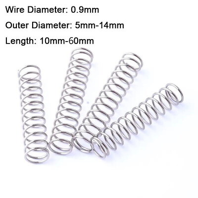 #ad 0.9mm Wire Dia Compression Pressure Springs O.D 5mm 14mm Galvanized Spring Steel $23.36