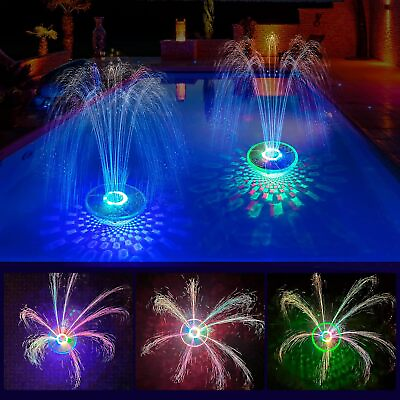 #ad Solar Pool Water Fountain with Underwater Lights Floating Sprinkler Waterproof $59.75