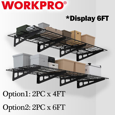 #ad #ad WORKPRO 2 Pack 2 X 4FT 6FT Garage Wall Shelving Heavy Duty Wall Mounted Shelving $183.99