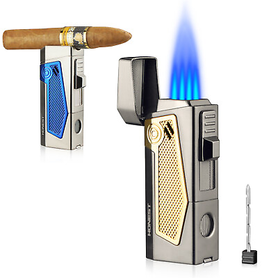 #ad Cigar Lighter 4 Torch Jet Flame Cigar Punch Cigar Holder Cigar Draw Enhancer $17.99