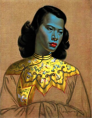 #ad Vladimir Tretchikoff Green Lady Chinese Girl Mid Century Modern Classic Print $25.95